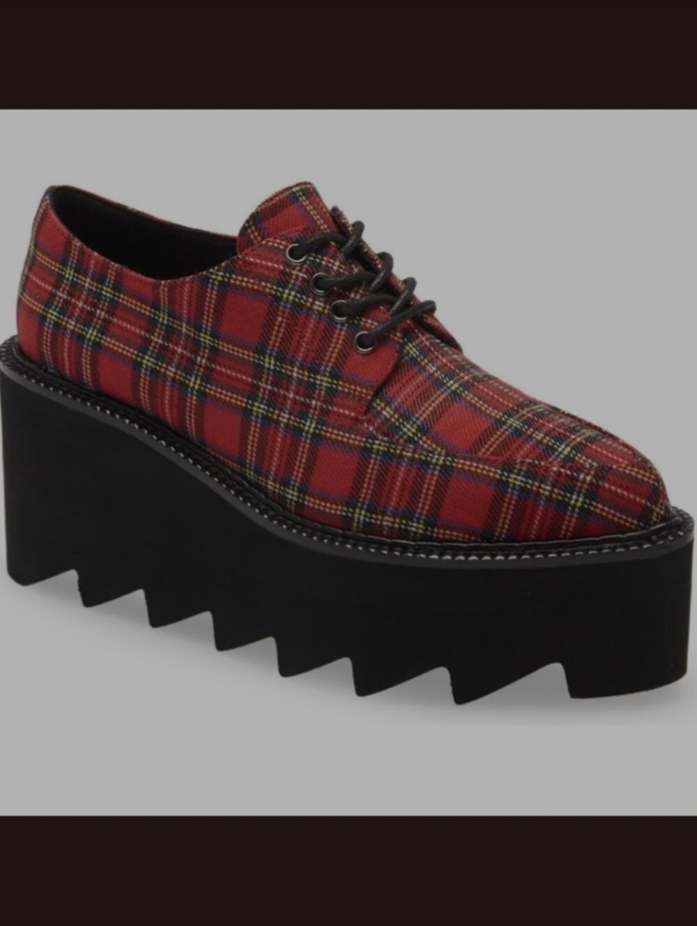 Rare Jeffrey Campbell boysdntcry Red Plaid Platform Oxford Shoes